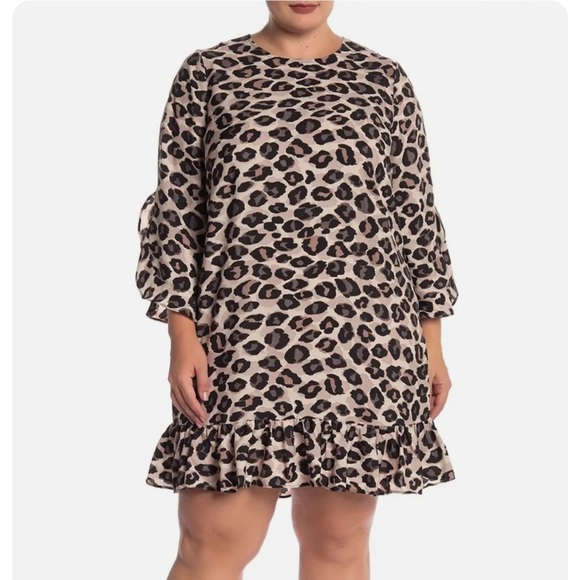 Eliza J Leopard Printed Drop Waist Dress Women’s Size 14 - Picture 1 of 9